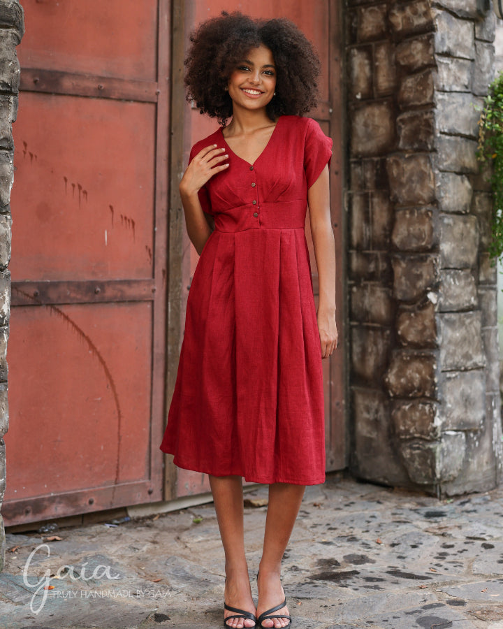 Linen button down front dress CHORA MadebyGaia