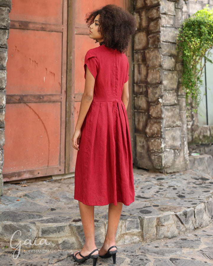 Linen button down front dress CHORA