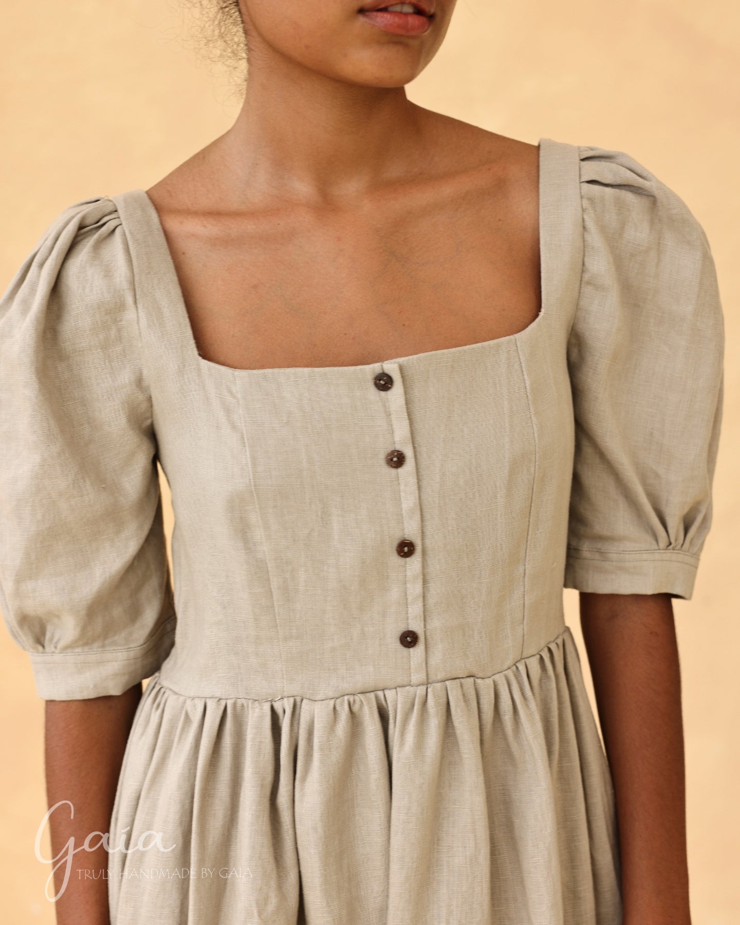 Linen button front dress