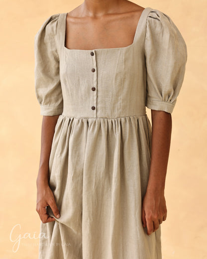 Linen button front dress