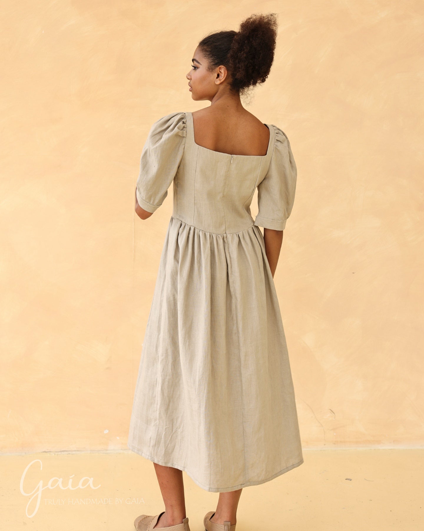 Linen button front dress