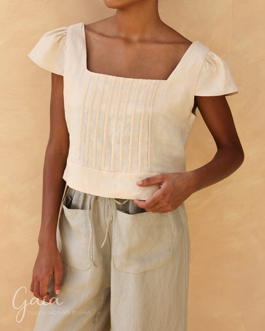 Linen cap sleeve top