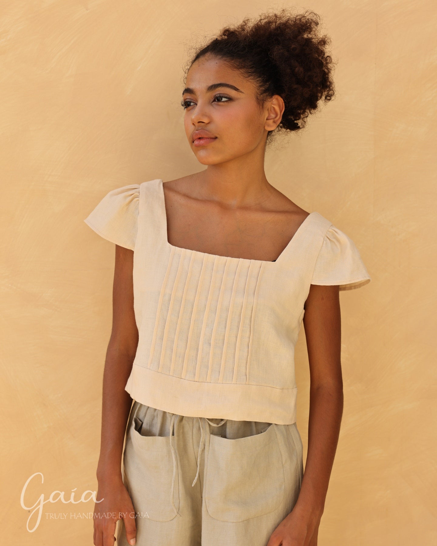 Linen cap sleeve top