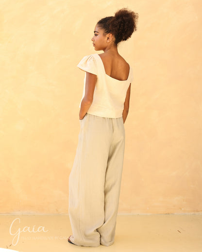 Linen cap sleeve top