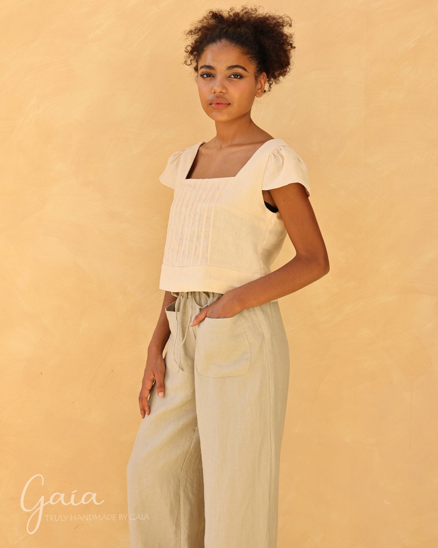 Linen cap sleeve top