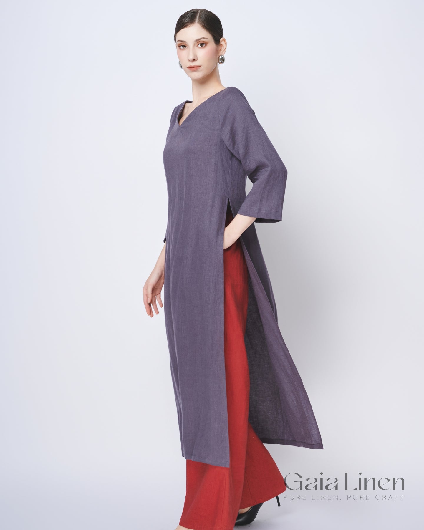 Linen casual ao dai women