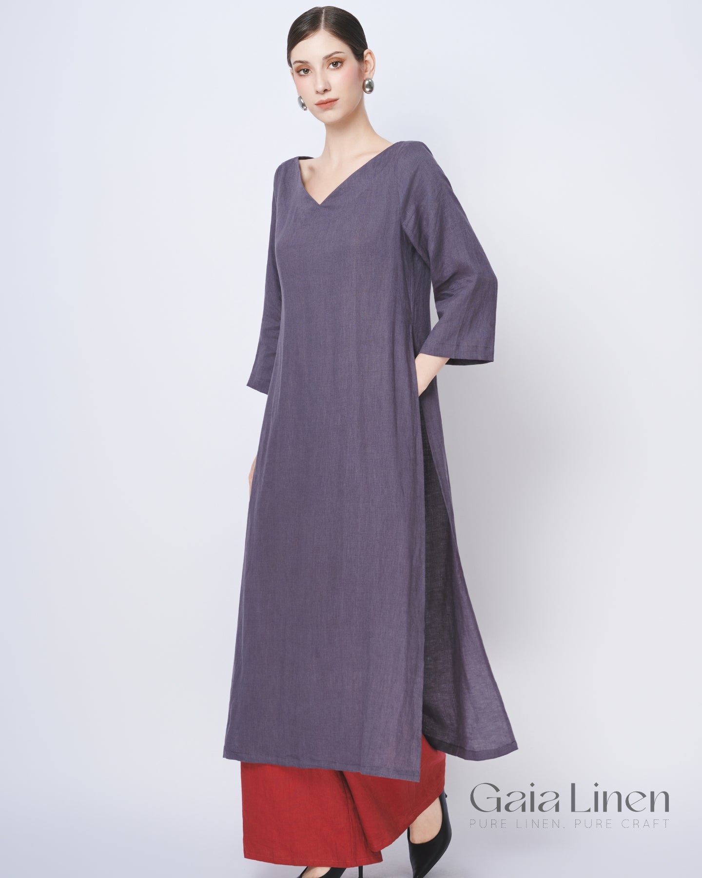 Linen casual ao dai women