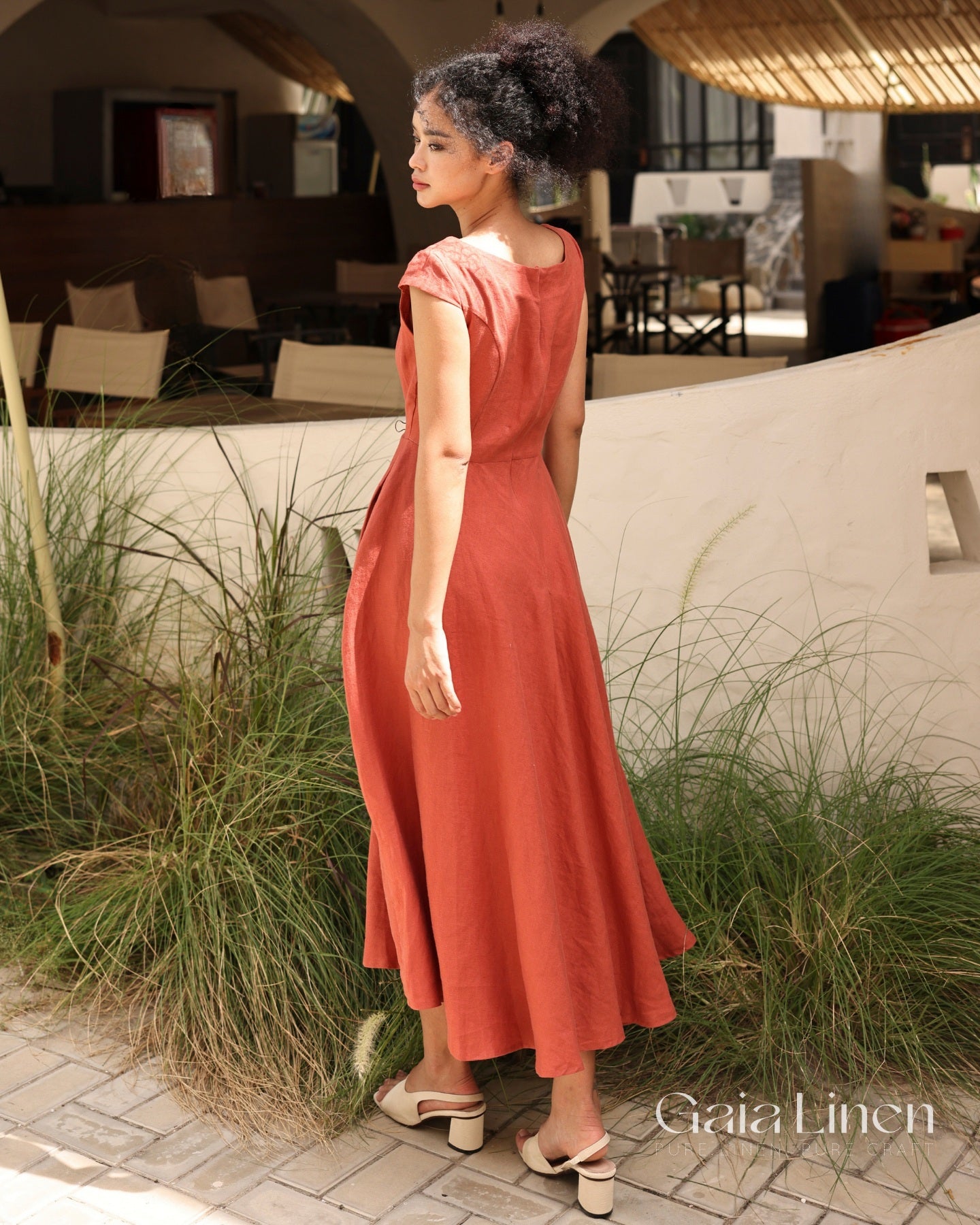 Linen casual dress with zipper TOSCANA Linen casual dress with zipper TOSCANA