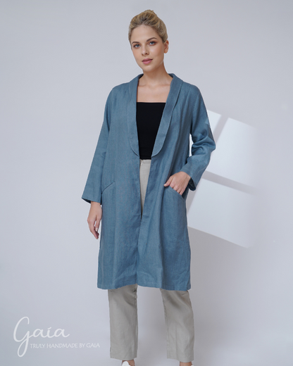 Linen coat with belt