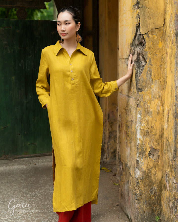 Linen collar Vietnam traditional dress