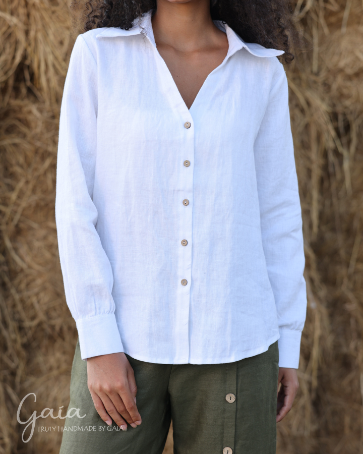 Linen collared shirt