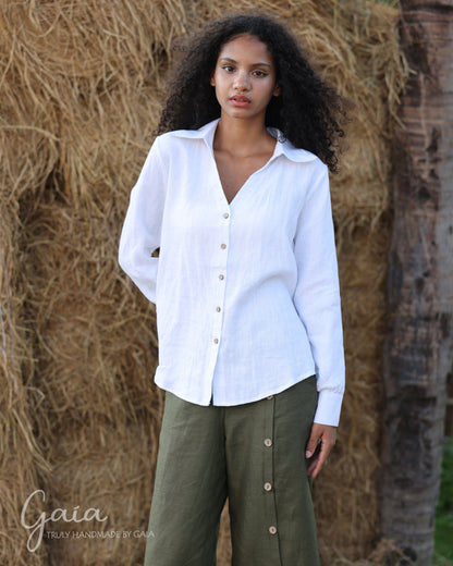 Linen collared shirt