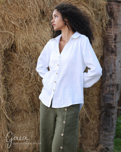 Linen collared shirt