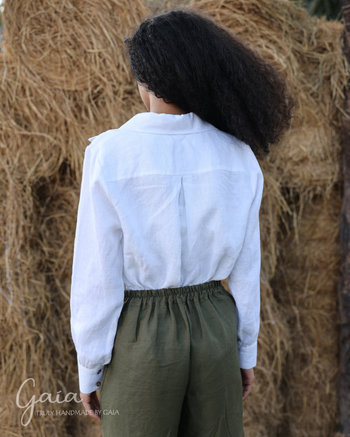 Linen collared shirt