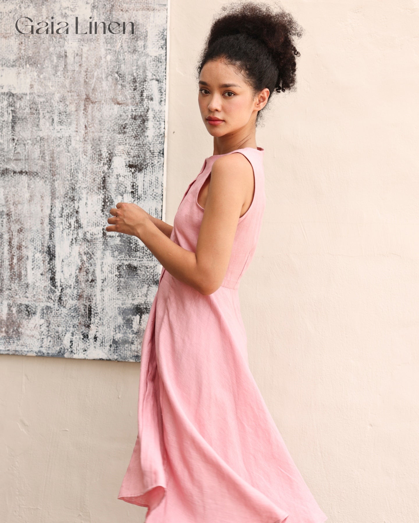 Linen crew neck dress