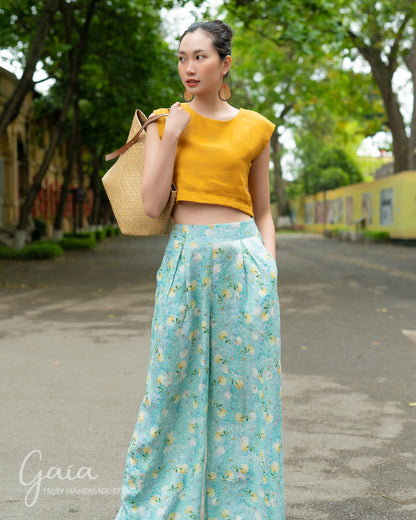 Linen crop tank