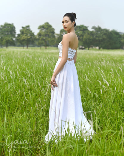 Linen crop top wedding gown