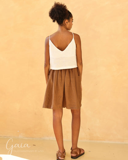 Linen crop top with spaghetti straps