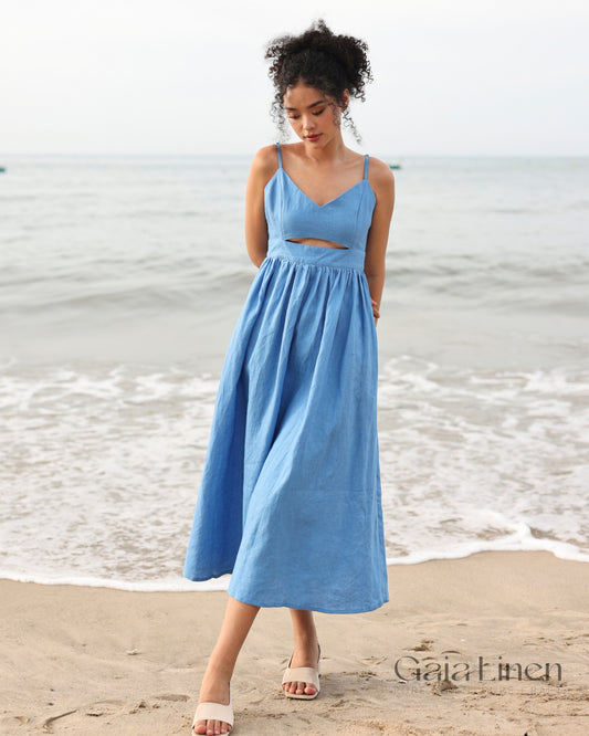 Linen cut-out dress