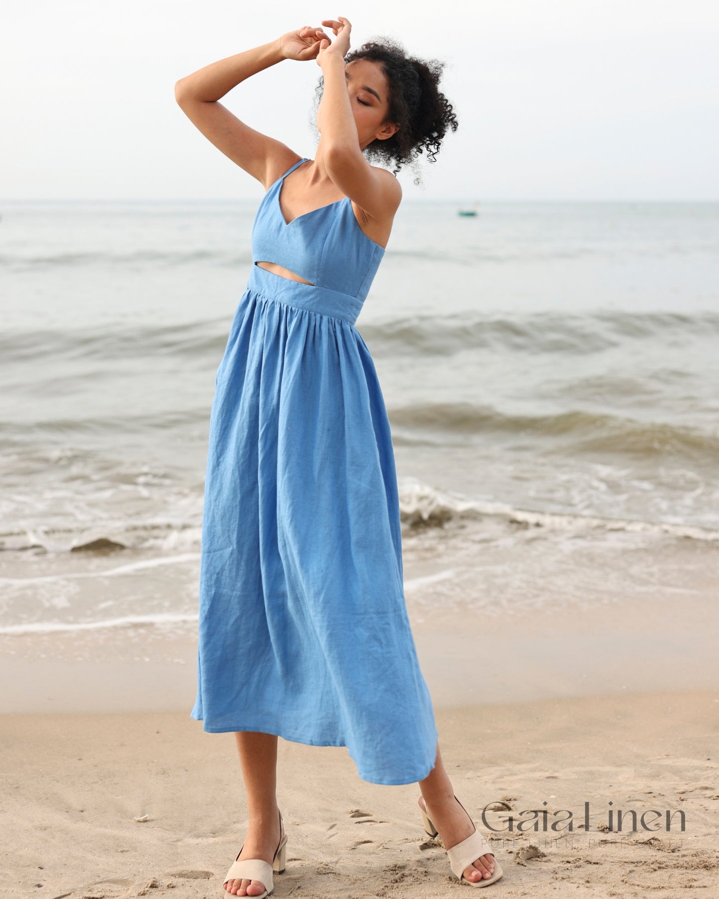 Linen cut-out dress