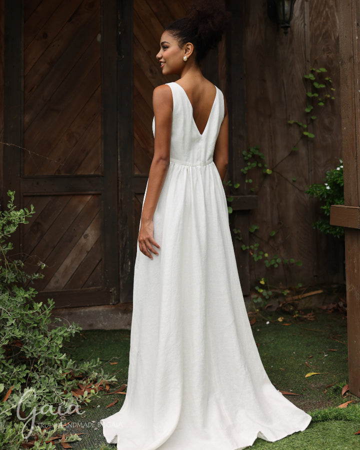 Linen Deep V Wedding Dress Manila Linen Deep V Wedding Dress Manila