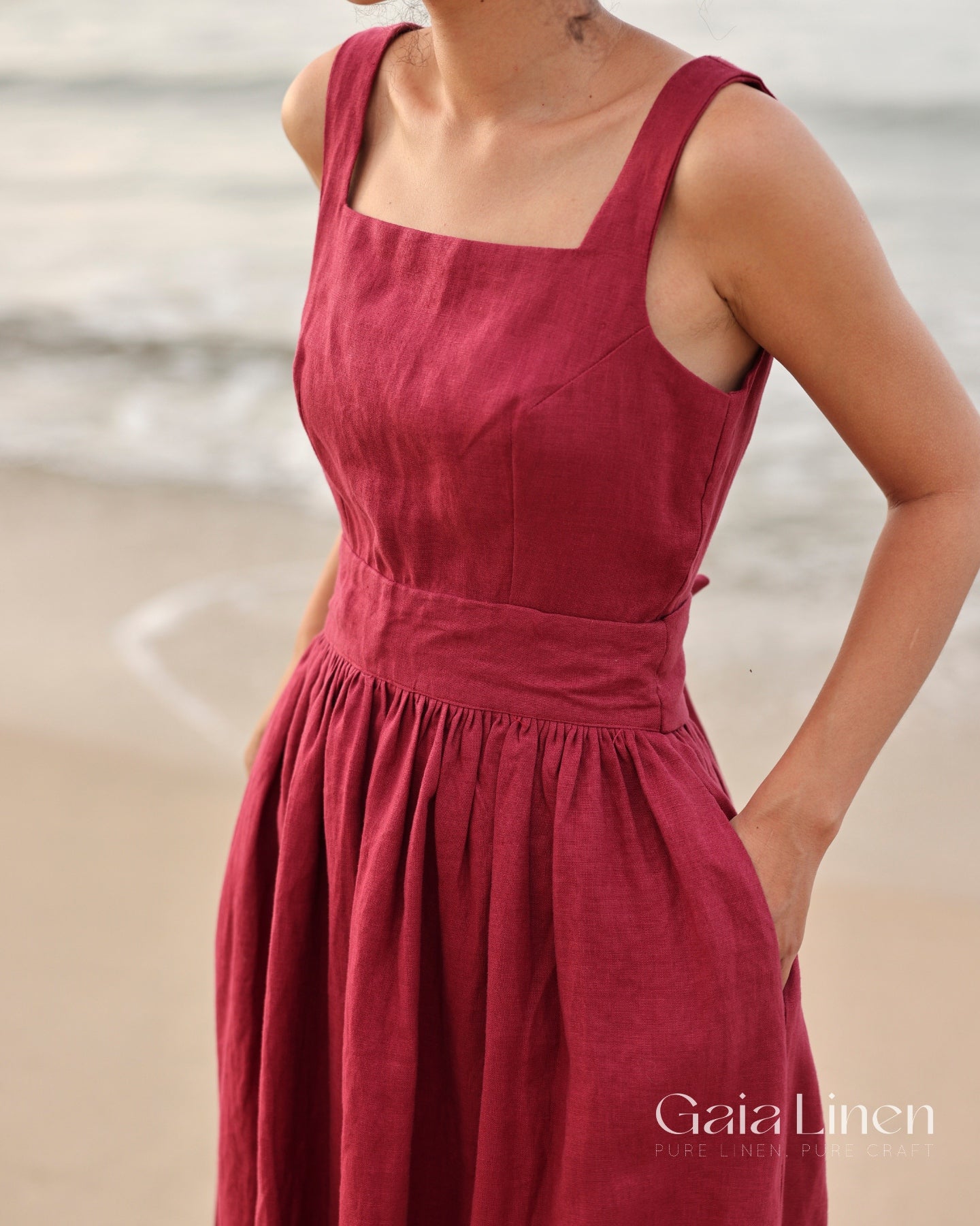 Linen dress with bow