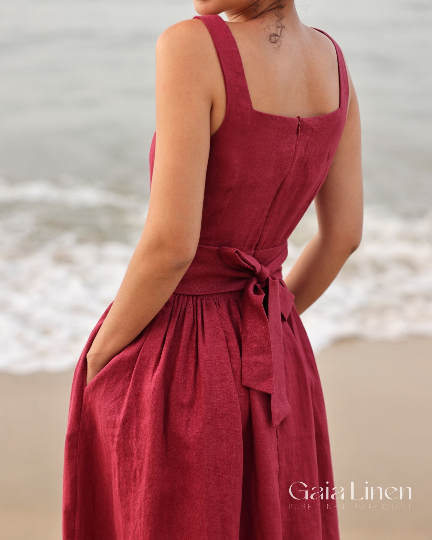 Linen dress with bow