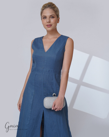 Linen dress with slit