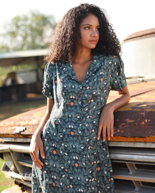 Linen floral summer dress