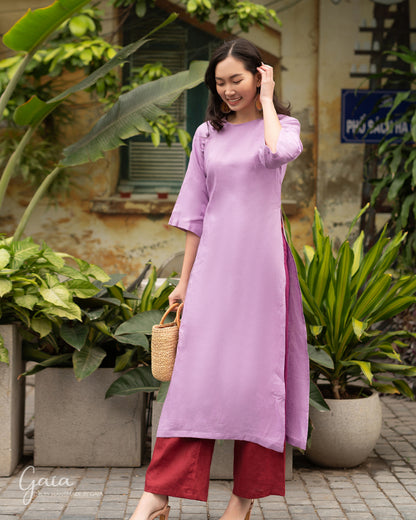 Linen formal Vietnamese Dress LA-W11 Ao Dai Dress Only