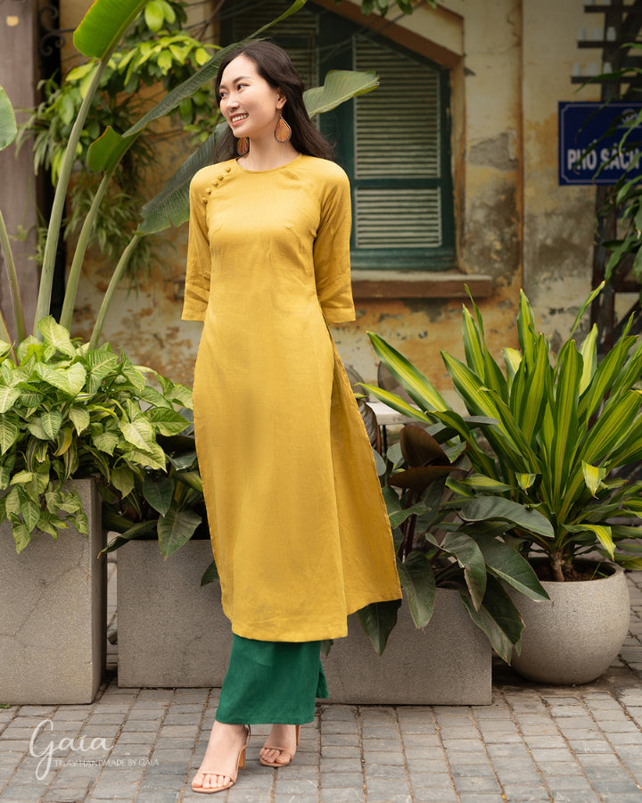 Linen formal Vietnamese dress