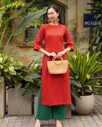 Linen formal Vietnamese dress