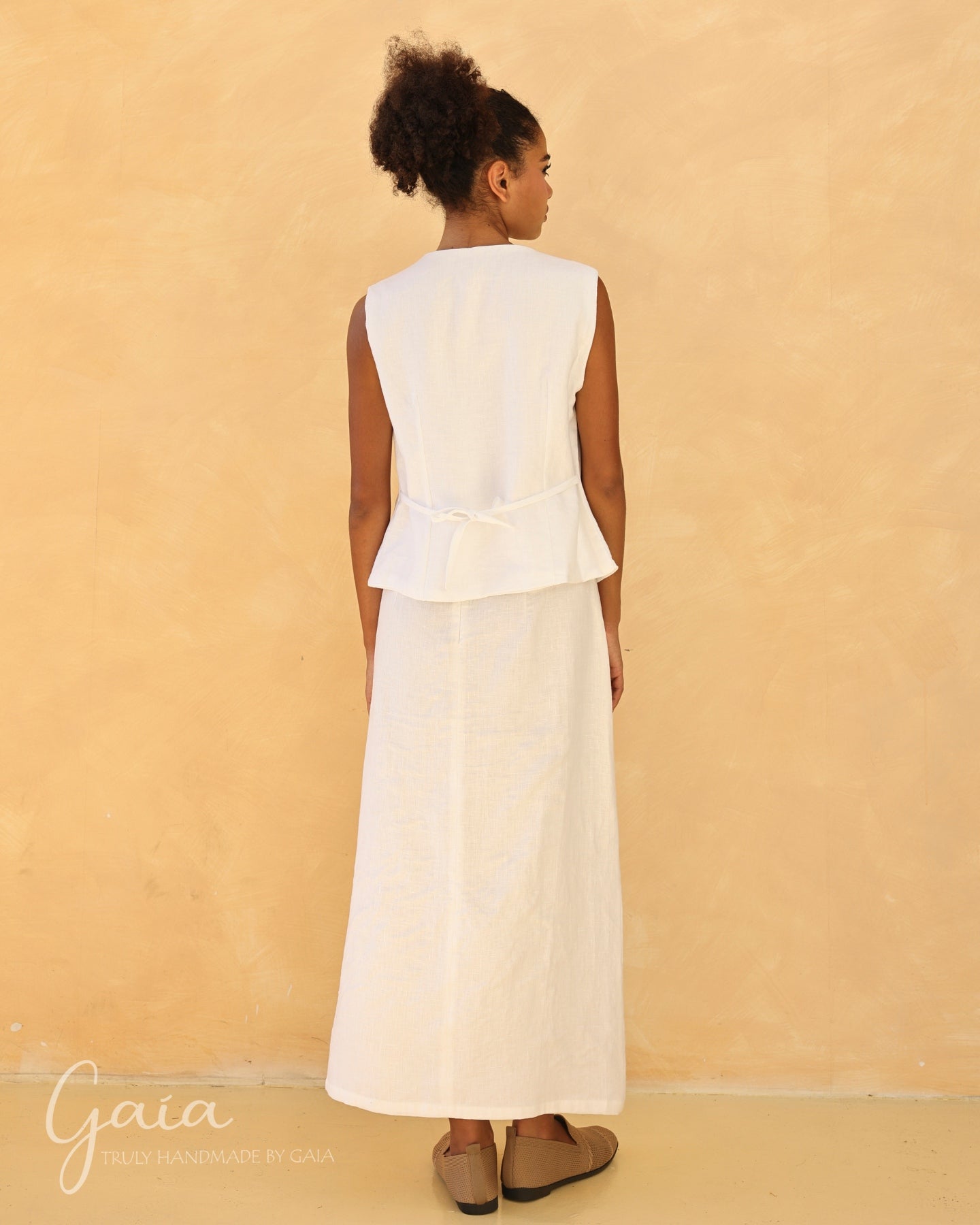 Linen front slit skirt