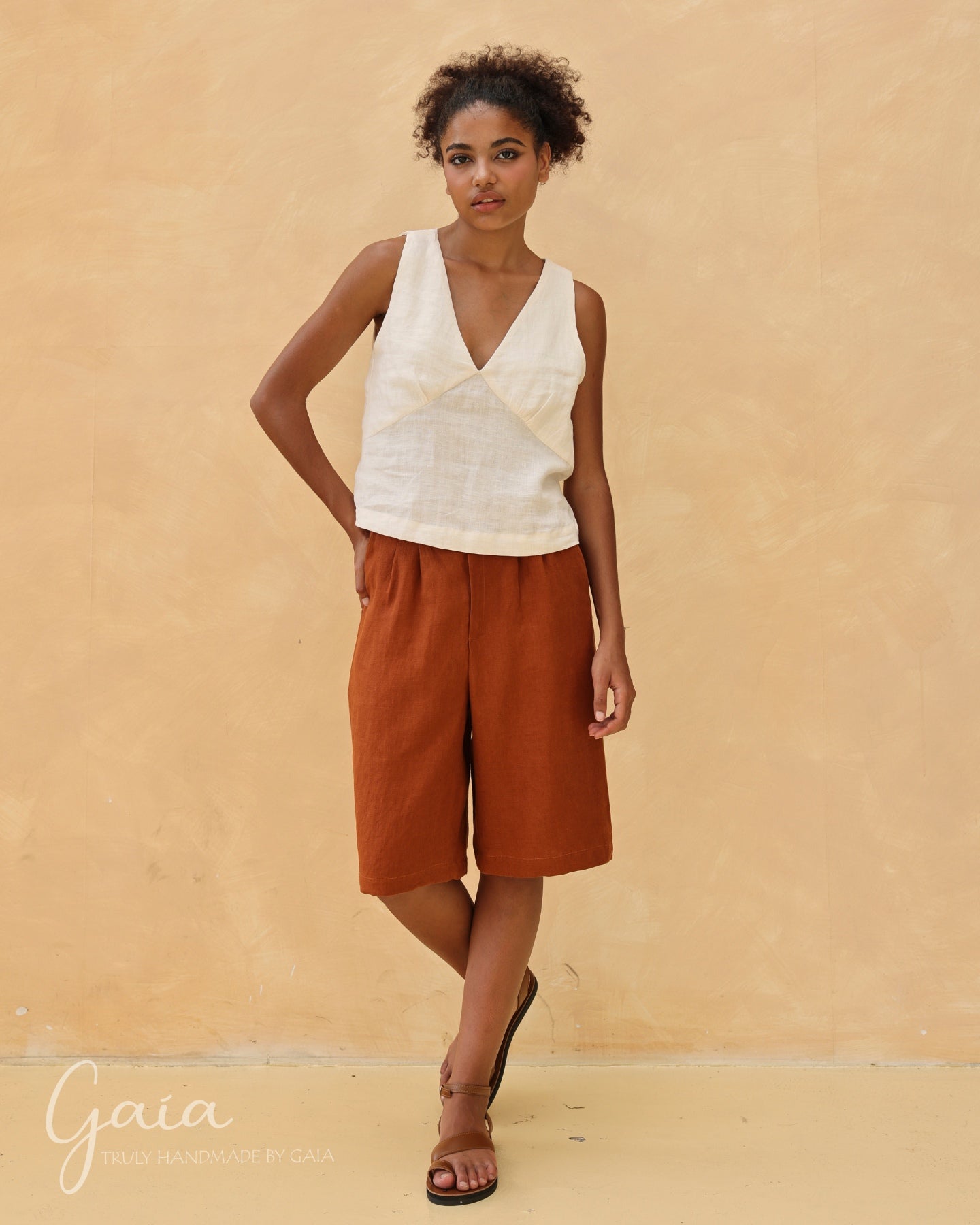 Linen high rise shorts