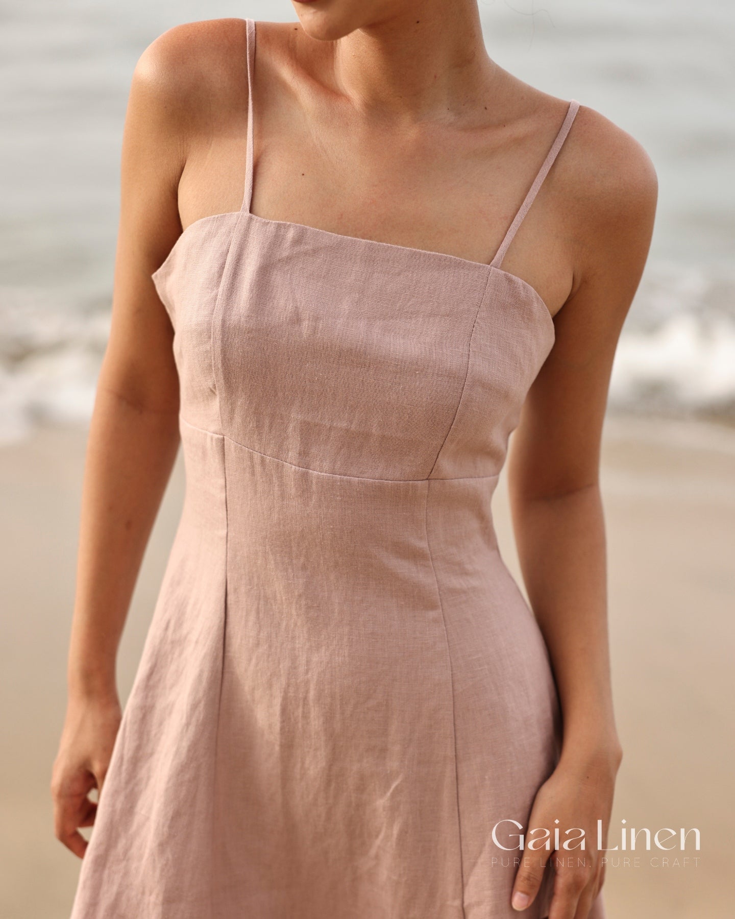 Linen long cami dress