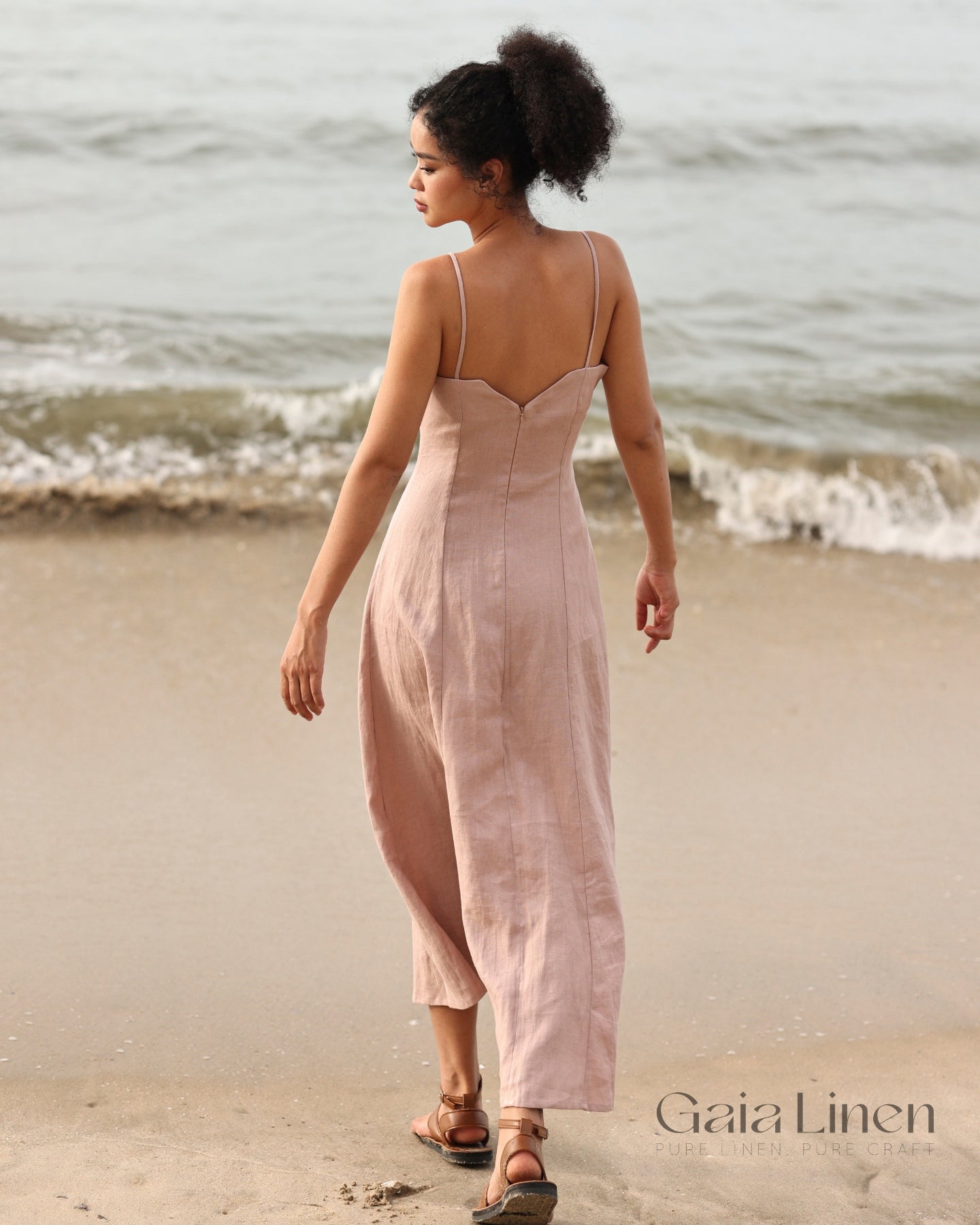 Linen long cami dress