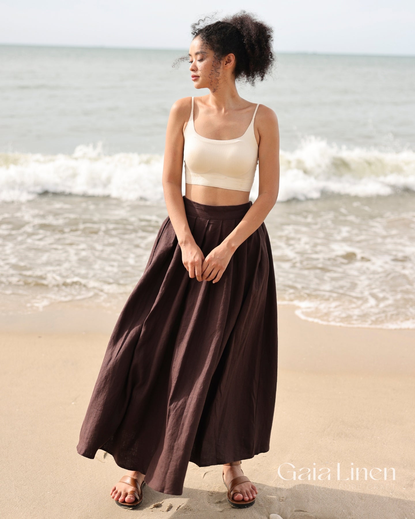 Linen long skirt