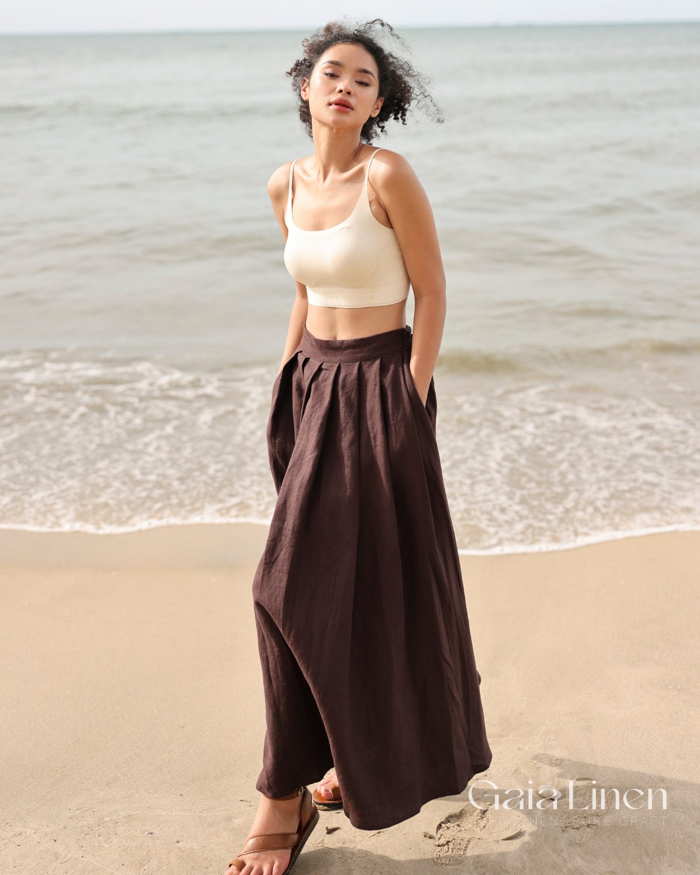 Linen long skirt