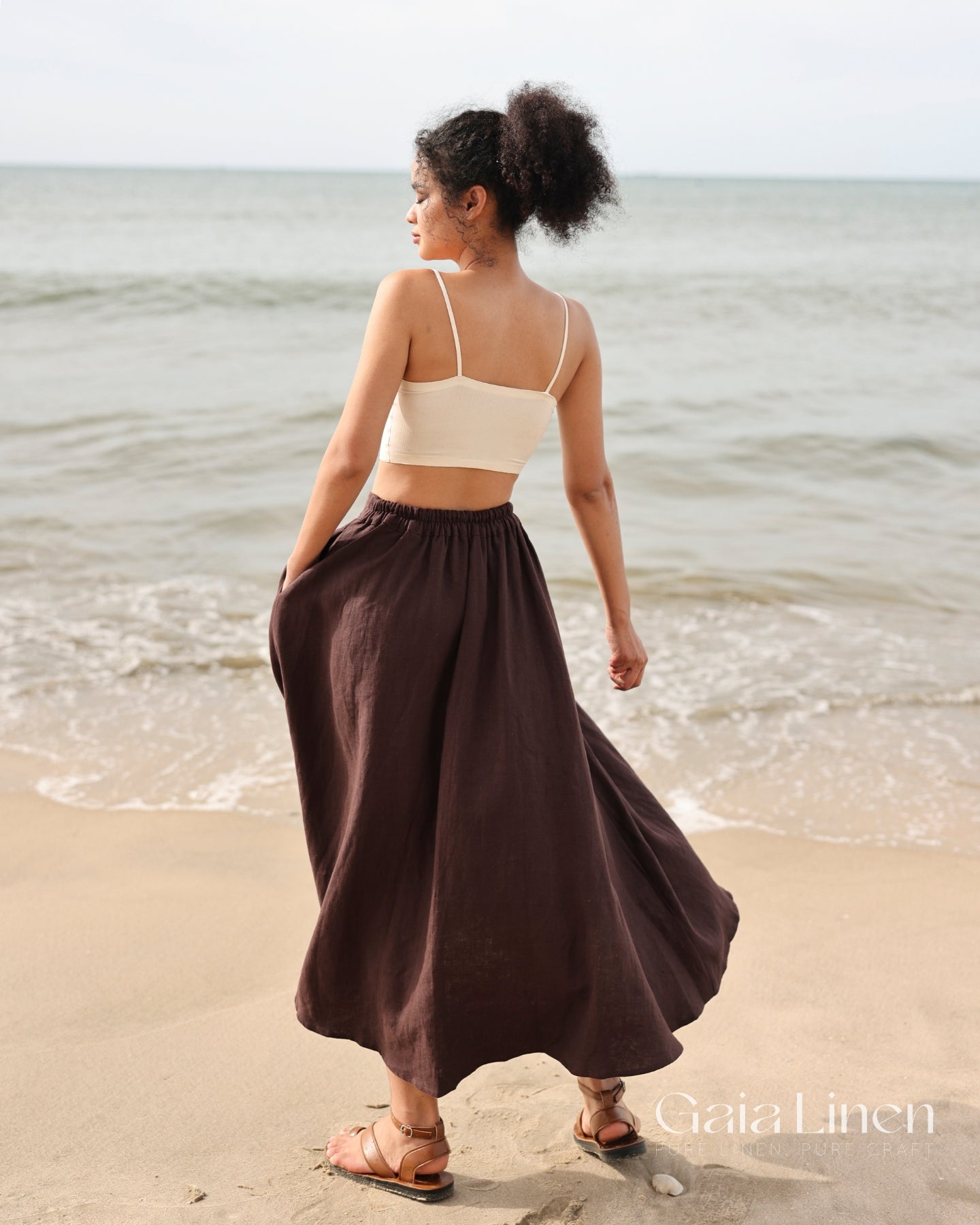 Linen long skirt