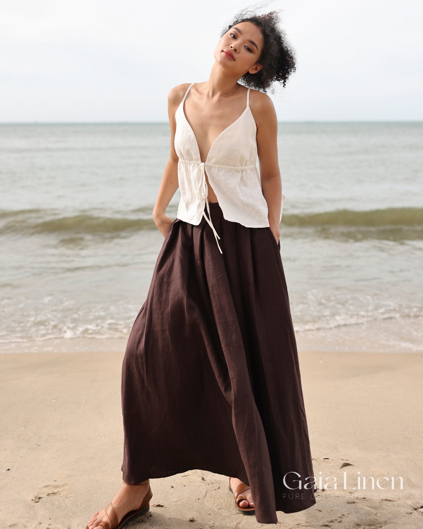 Linen long skirt