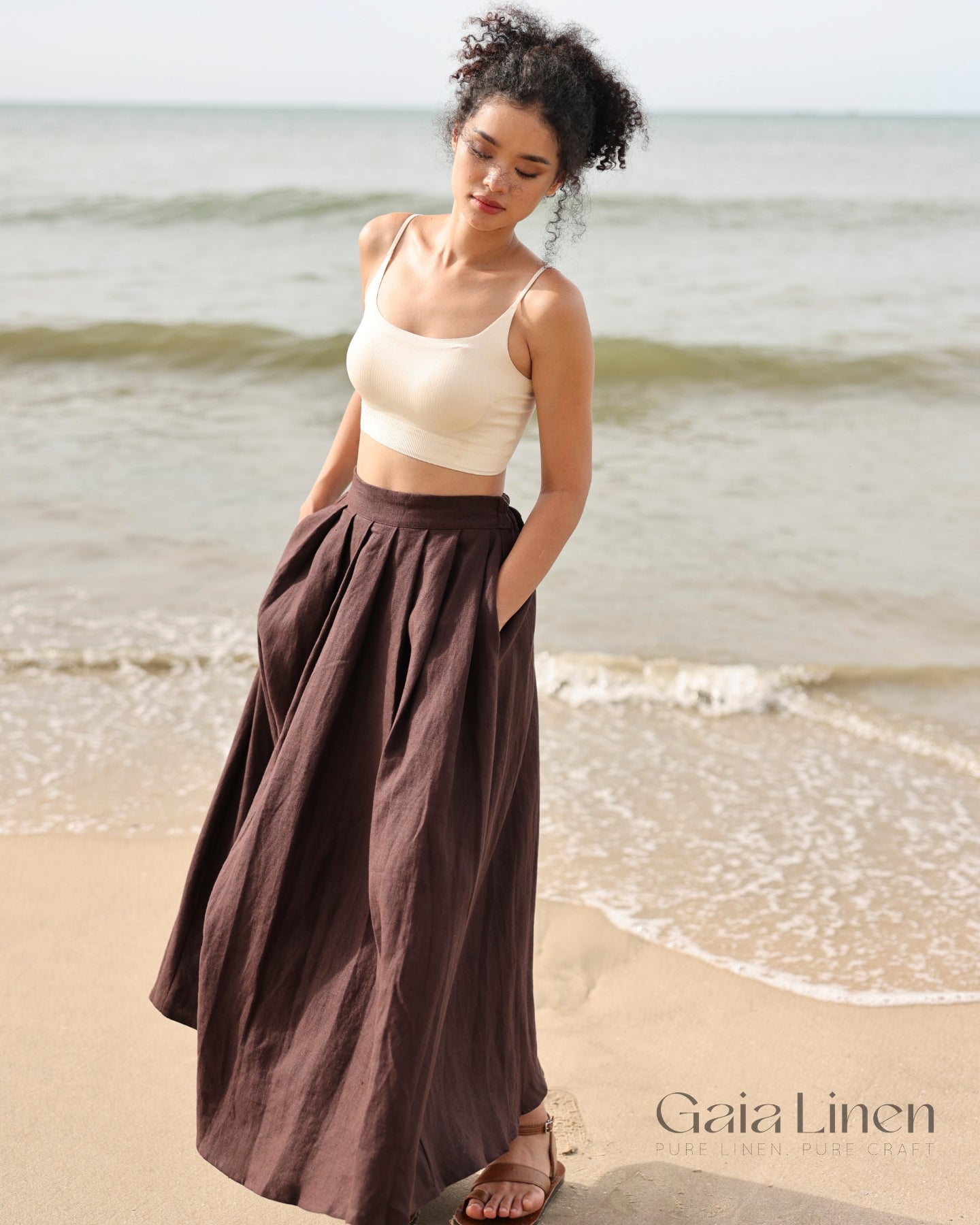 Linen long skirt