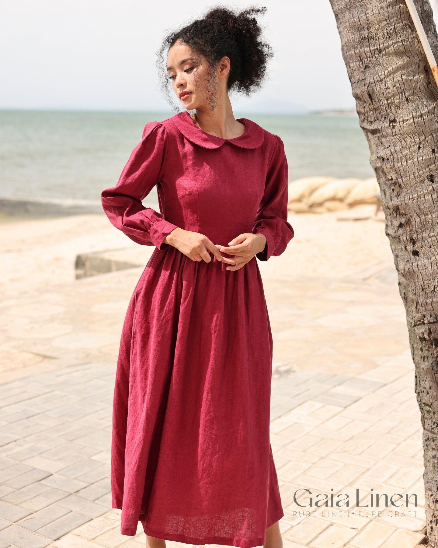 Linen long sleeve linen dress