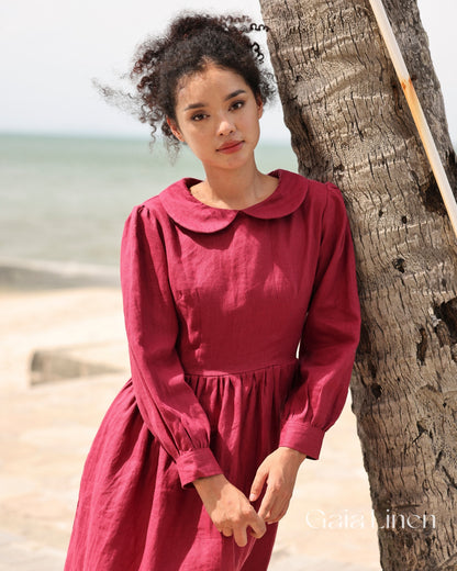 Linen long sleeve linen dress