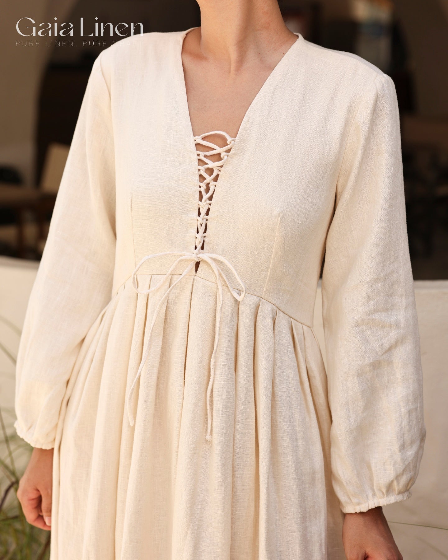 Linen long sleeve maxi dress