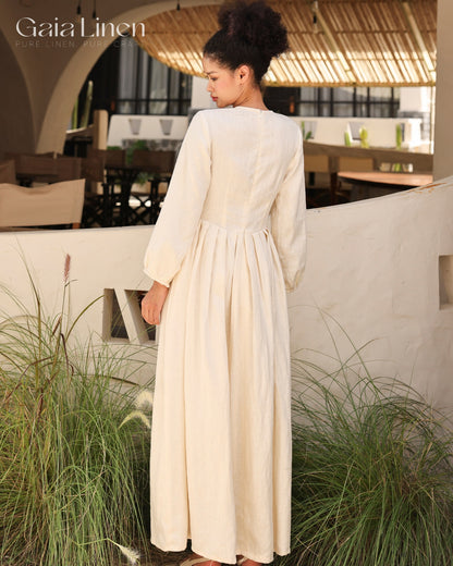 Linen long sleeve maxi dress