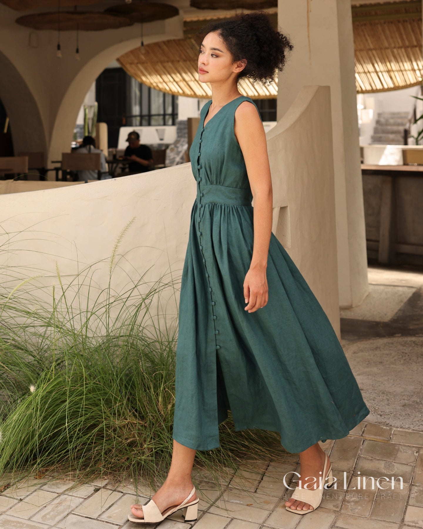 Linen long sleeveless dress