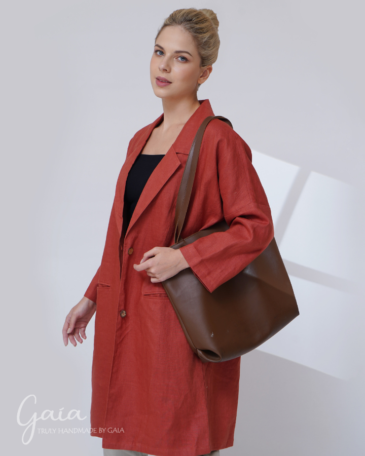 Linen long trench coat KAIA