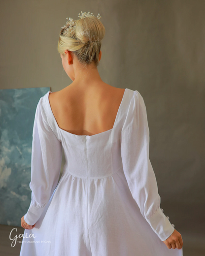 Linen long wedding dress