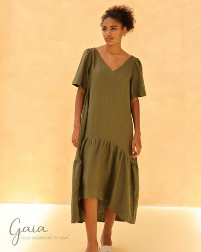 Linen loose fitting summer dress