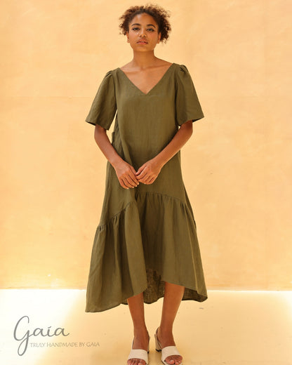 Linen loose fitting summer dress